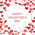 Happy Valentines Day background, red and pink heart confetti - Vector Royalty Free Stock Photo