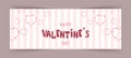 Happy Valentines day banner with pink hearts. Cute romantic background. Royalty Free Stock Photo