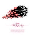 Happy Valentines Day and basketball ball Royalty Free Stock Photo