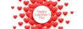 Happy valentines day beautiful red hearts banner design