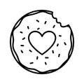 Happy valentines day bite sweet donut love thick line