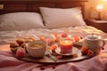 Happy Valentines Day Breakfast in Bed graphics Royalty Free Stock Photo