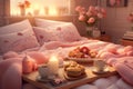 Happy Valentines Day Breakfast in Bed graphics Royalty Free Stock Photo