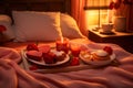 Happy Valentines Day Breakfast in Bed graphics Royalty Free Stock Photo