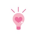 Happy valentines day bulb heart love creativity icon pink design