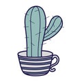 Happy valentines day cactus in striped coffee cup