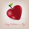 Happy Valentines Day card with apple heart. Vector