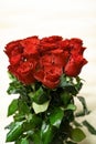 Happy Valentines day card, bunch of beautiful big red rosses