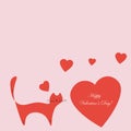 Happy valentines day card with cat vector Royalty Free Stock Photo