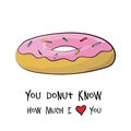 Happy valentines day card. Donut concept