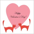 Happy valentines day card with heart and cute cat vector Royalty Free Stock Photo