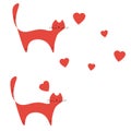 Happy valentines day card with hearts and cat vector Royalty Free Stock Photo