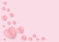 Happy Valentines day card.illustration postcard pink paper hearts with love you.Vector concept background of love.Many paper