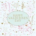 Happy valentines day card with leafs circular frame Royalty Free Stock Photo