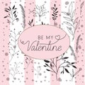 Happy valentines day card with leafs circular frame Royalty Free Stock Photo