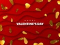 Happy Valentines Day card with metallic hearts Royalty Free Stock Photo