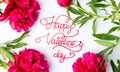 Happy Valentines day card with red roses on white Royalty Free Stock Photo