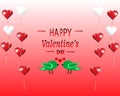 Happy valentines day card with symbol of heart and two birds lovers Royalty Free Stock Photo