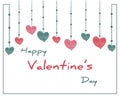 Happy Valentines Day card, typography, background with hearts inside