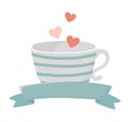 Happy valentines day coffee cup flying hearts love romantic