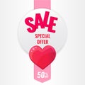 Happy Valentines Day concept. Circle vertical banners with heart and ribbon