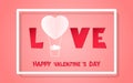 Happy valentines day concept of love. Heart shape hot air balloon carrying a lot of heart. Paper art design. Royalty Free Stock Photo