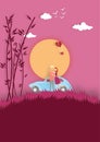 Happy valentines day with couple in love hugging near car in sunset Royalty Free Stock Photo