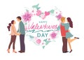 Happy Valentines Day Couples in Love Set Poster