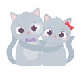 Happy valentines day, cute couple cats romantic love