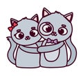 Happy valentines day, cute couple cats romantic love