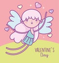 Happy valentines day, cute cupid hearts love card