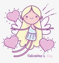 Happy valentines day, cute cupid hearts love romantic card