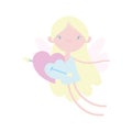 Happy valentines day, cute cupid with hearts pierced arrow love Royalty Free Stock Photo