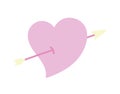 Happy valentines day, cute heart pierced arrow romantic Royalty Free Stock Photo