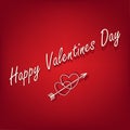 Happy Valentines Day design with lettering, arrow and hearts in trendy shades red. Vector. EPS