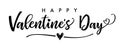 Happy Valentines Day elegant black calligraphy banner