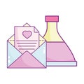 Happy valentines day, envelope letter love potion bottle Royalty Free Stock Photo