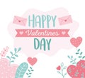 Happy valentines day, envelope message hearts floral decoration