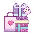 Happy valentines day, gift boxes and shopping bag love celebration Royalty Free Stock Photo