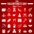 Happy Valentines Day glyph icon set Royalty Free Stock Photo