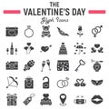 Happy Valentines Day glyph icon set Royalty Free Stock Photo