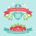 Happy valentines day greeting banners