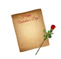 Old Paper Parchment and Highly Detailed Red Rose Royalty Free Stock Photo