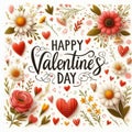 Happy Valentines Day greeting card. Beautiful red hearts Royalty Free Stock Photo