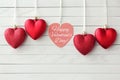 Happy Valentines Day greeting card. Beautiful red hearts Royalty Free Stock Photo