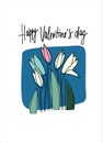 Happy Valentines Day greeting card with February fair-maid flowers