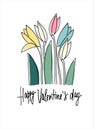 Happy Valentines Day greeting card with February fair-maid flowers