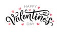 Happy Valentines Day hand drawn text greeting card. Vector illustration. Royalty Free Stock Photo