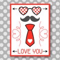 Happy valentines day greeting card. Hipster