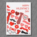 Happy valentines day greeting card. Hipster